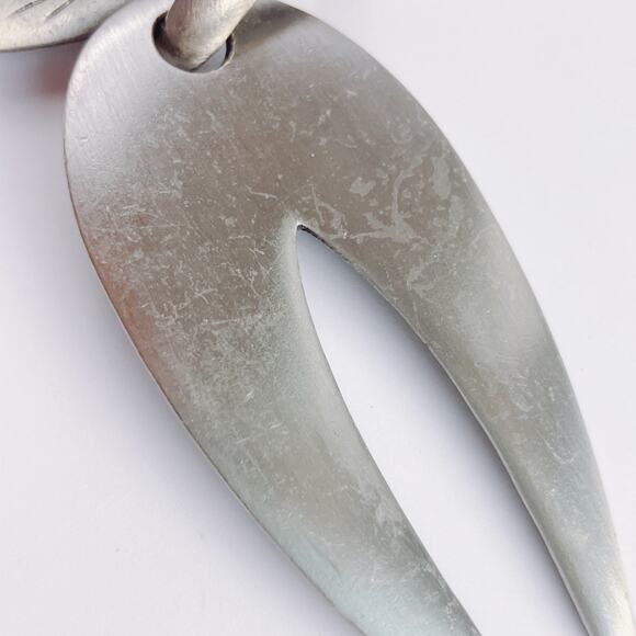 Vintage Signed JJ Large Articulated Cat Brooch Silver Tone Modernist Figural - Picture 4 of 10